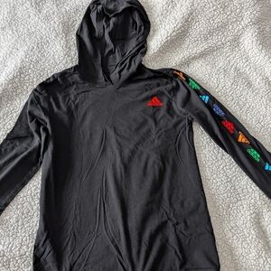 Adidas Black Hoodie with Vibrant Sleeve Accents